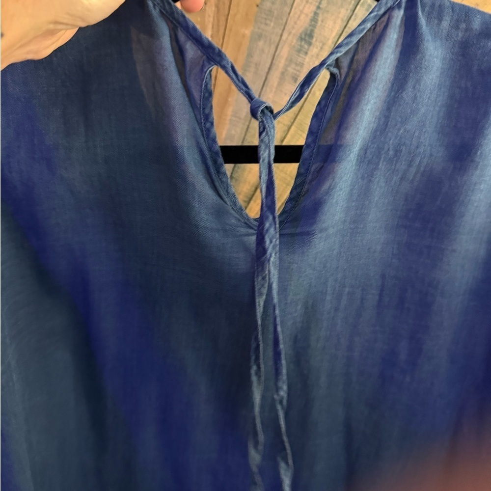 J. Crew Tiered Top in Chambray, 100% Cotton, Size 10 - Picture 3 of 7